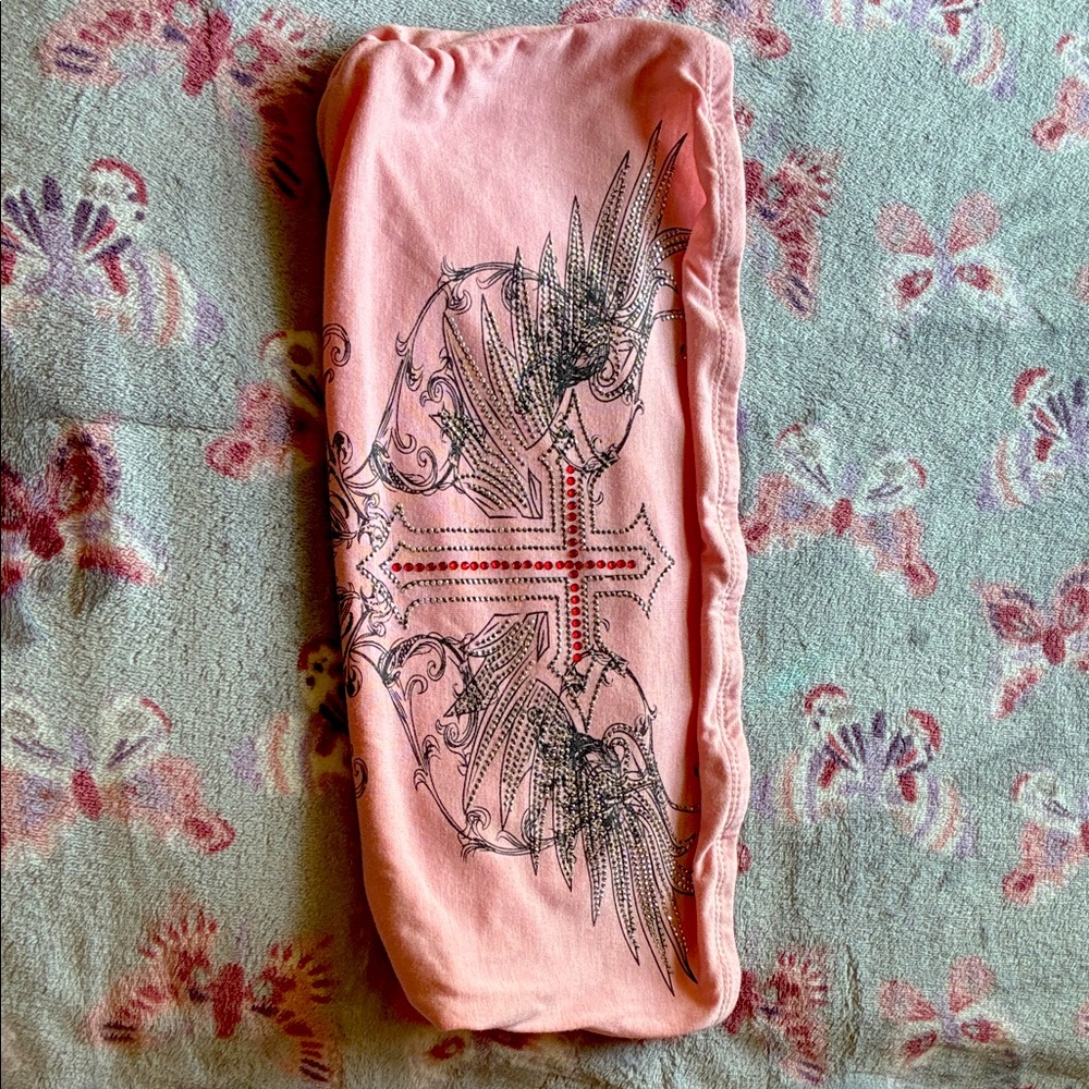 Pink Tube Top with Graphic Cross Design